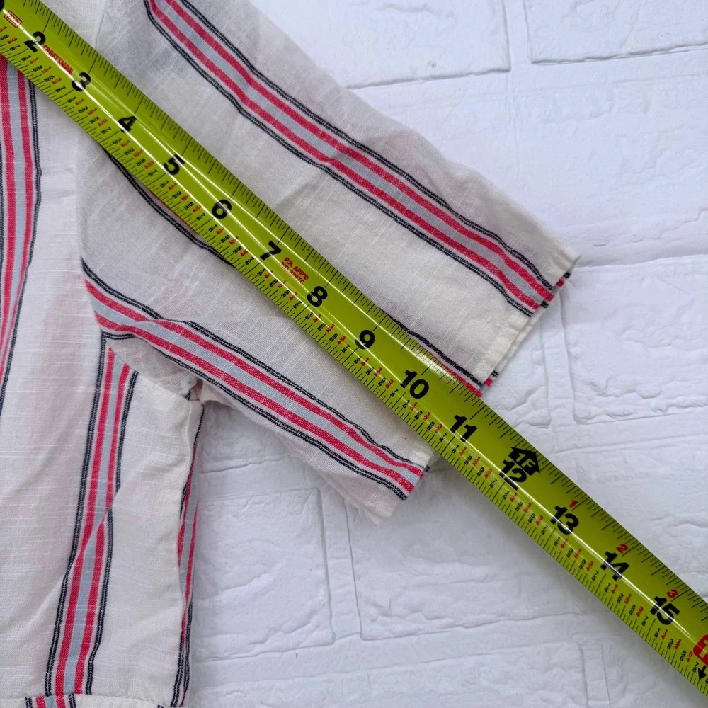 Abercrombie & Fitch Button Front Dress Women Sz S Striped V-Neck Mini Tie Waist